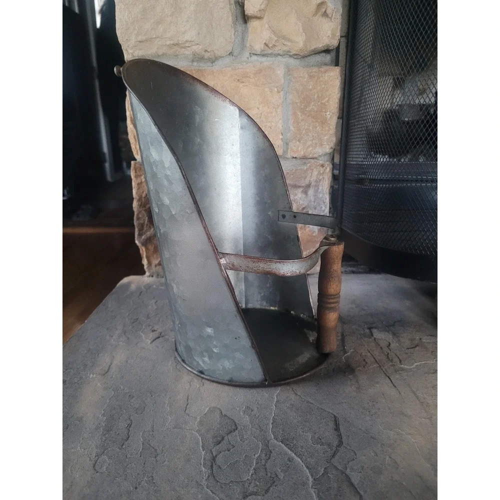Vintage Galvanized Metal Ash Scoop Primitive Fireplace Coal Hod‎ Farmhouse Decor